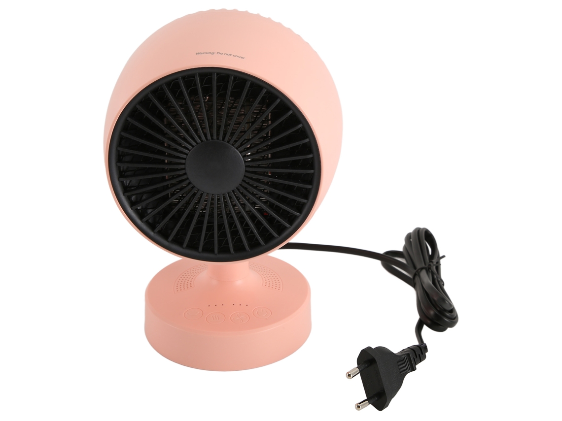 Aquecedor De Mesa Portátil Mini Com Ar Frio/quente Ângulo Ajustável 500w Bivolt Plugue Eu Rosa
