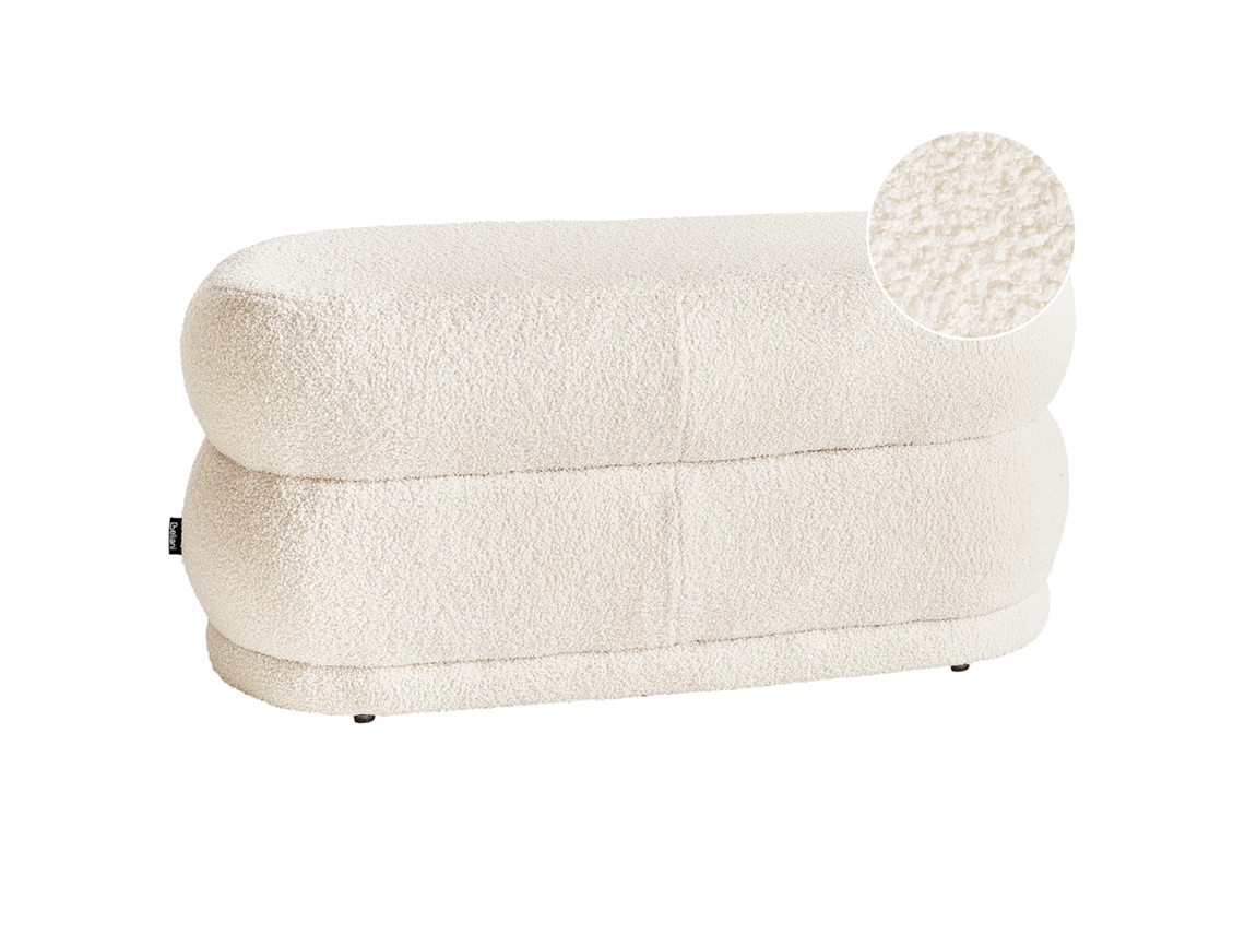 Banco de cama BELIANI Ellendale de Bouclé Blanco 90x40x40
