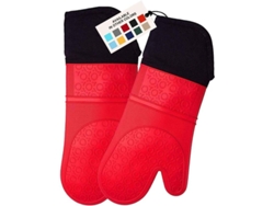2026da-guantes De Horno De Silicona Largos Resistentes Al Calor, Protección Hasta 450°f, Antideslizantes, Lavables, Rojo, 1 Par, 37.3cm