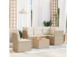 Conjunto de 6 sofás de jardín con cojines de mimbre beige Dkd Home Decor