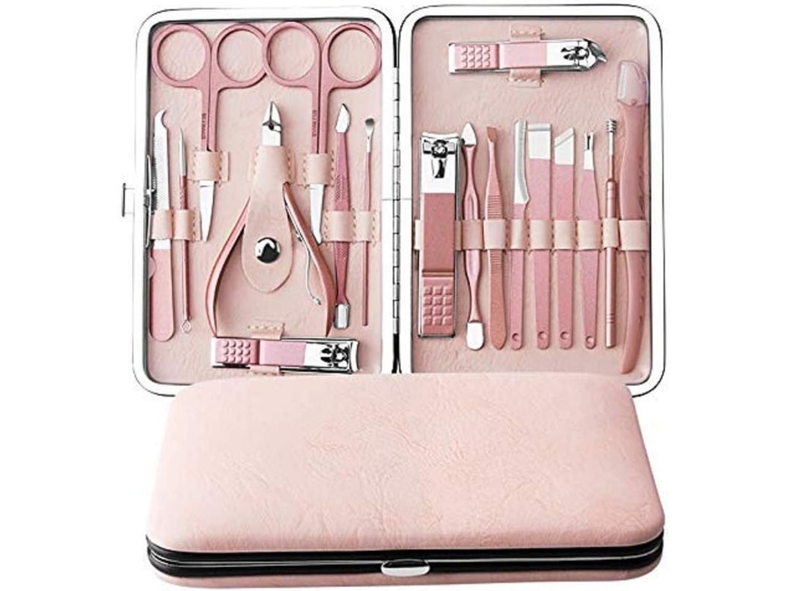 Set De Manicura Profesional Con Acero Inoxidable, 18 Piezas Para Uñas, Pies Y Cejas.