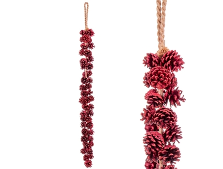 Adorno de Navidad BIGBUY CHRISTMAS Adorno Navideño Piñas Rojo (110x36X13cm)