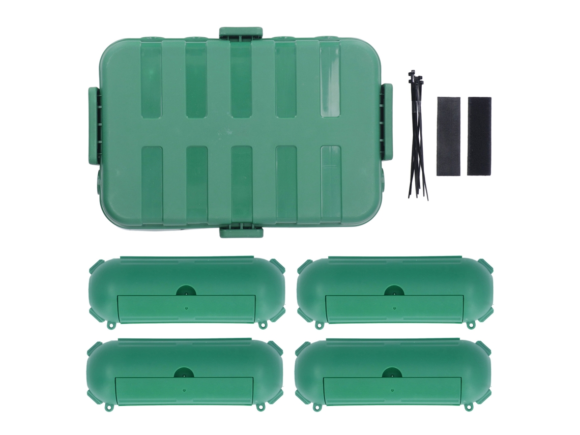 5 Unidades De Fundas De Seguridad Impermeables Ip54 Para Cables De Extensión De Exterior, Color Verde.