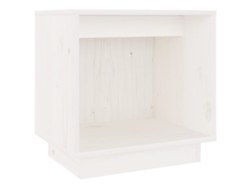 Mesita de Noche 40X30X40 Cm Madera de Pino Maciza Blanco