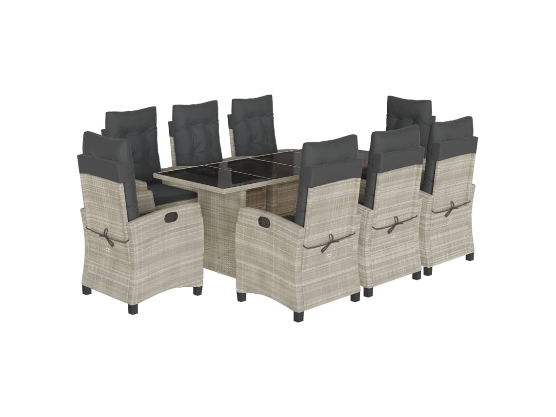 Maison Exclusive - Set Comedor De Jardín 9 Pzas Cojines Ratán Sintético Gris Claro