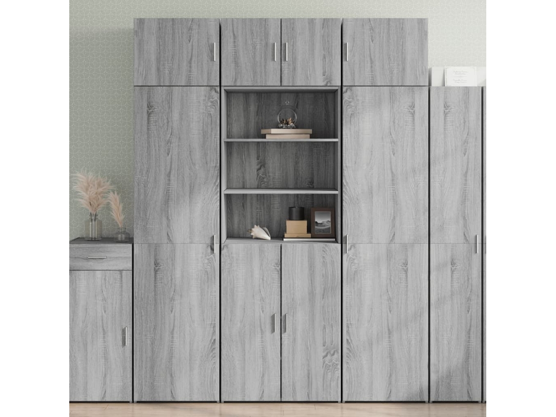 Aparador Alto | Mueble De Comedor | Buffet Alto Madera De Ingeniería Gris Sonoma 70x42,5x185 Cm Wsd44056