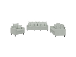 Maison Exclusive - 3 Pcs Conjunto De Sofás Com Almofadões Veludo Cinzento-claro