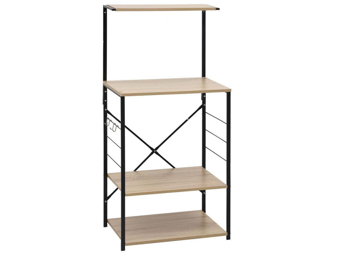Mueble para microondas en madera de roble y negro - MAISON EXCLUSIVE