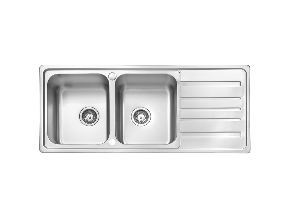 Fregadero de acero inoxidable empotrado de 2 senos Jassferry 116x50 cm