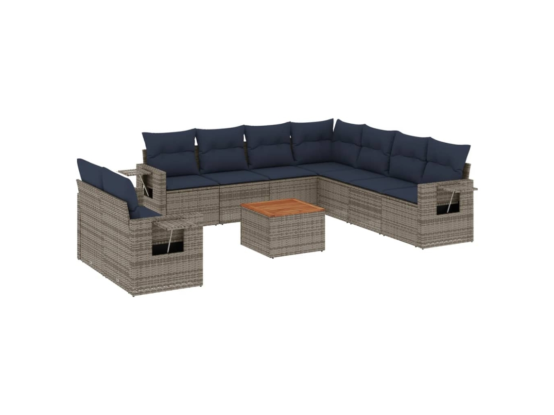Maison Exclusive - Conjunto De Sofá De Jardín De 10 Piezas Con Cojines, Poliratán Gris