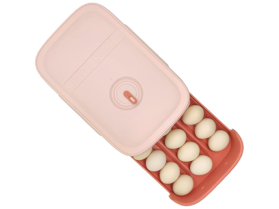 2026da-portarrollador De Huevos Para Refrigerador 18-21 Huevos Cajón Apilable Plástico Rosa