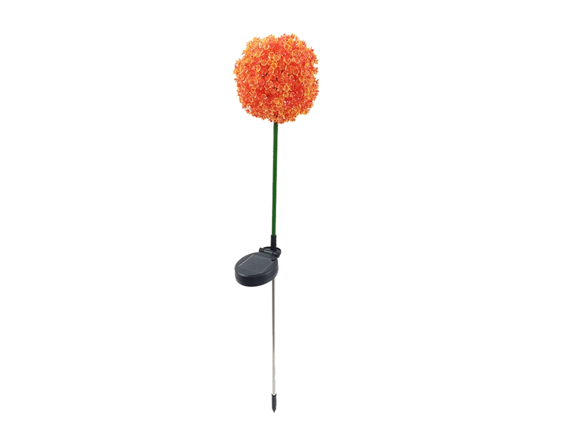 Lámpara solar esférica impermeable para exteriores, ideal para jardín o patio. Lámpara decorativa naranja con forma de flor para patio.