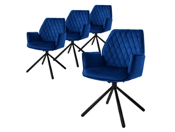Conjunto de 2 Cadeiras de Jantar em Veludo Azul Escuro com Assentos Giratórios Ergonómicos ML-DESIGN