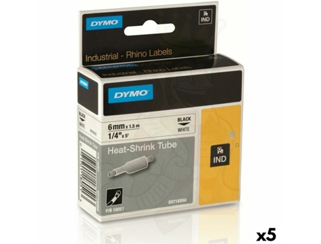 Kit Tubo Termoretráctil Rhino DYMO ID1-6 6 x 1,5 mm Negro Blanco (5 Unidades)