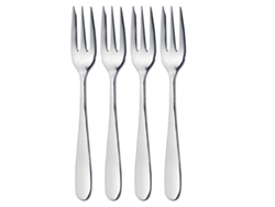 Tenedores de mesa elegantes, diseño clásico, acabado cromado satinado, perfectos para restaurantes o uso doméstico.