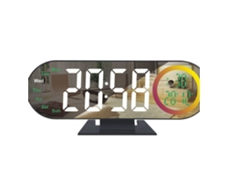 Reloj despertador digital LED con espejo y pantalla grande, carcasa negra, luz blanca, Sfushos