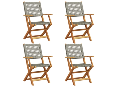 Conjunto 4 Silla De Jardín VIDAXL Gris Madera