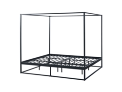 Cama con Dosel Kristianstad [ES.CASA] Metal Negro (206x185x180cm)