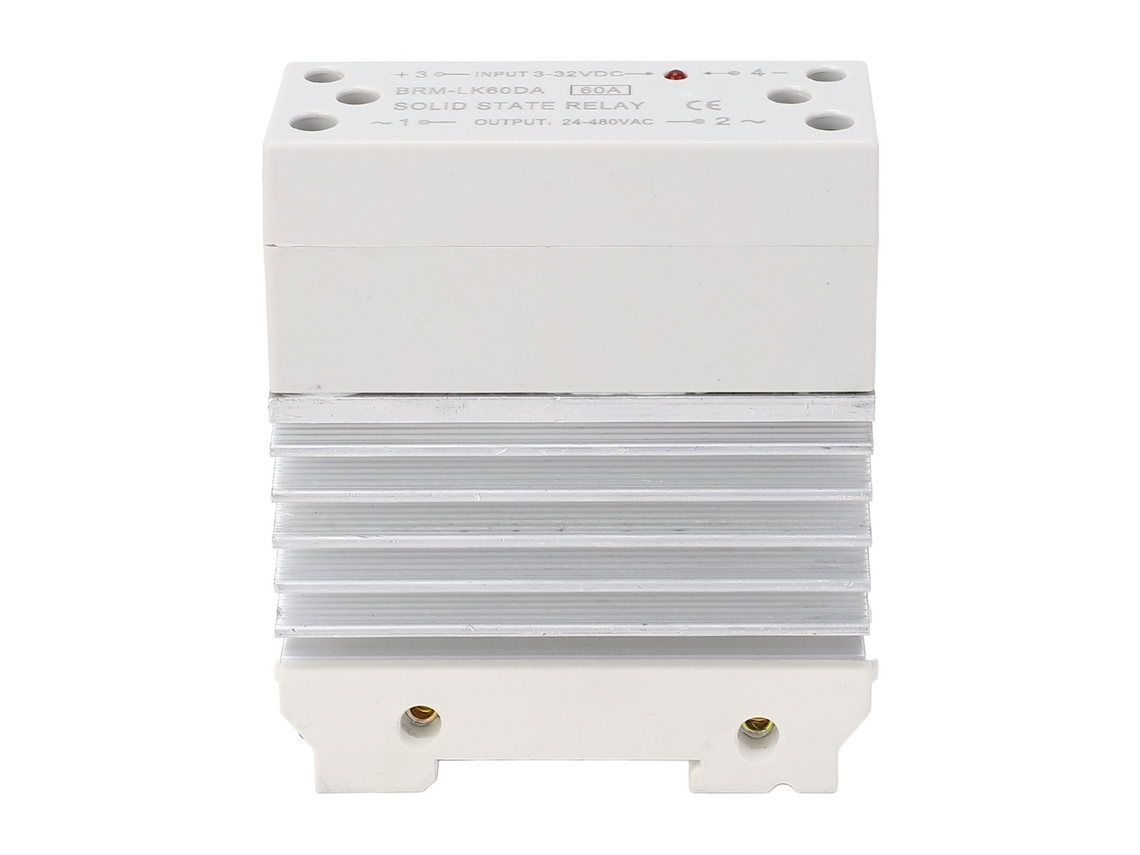 Relé De Estado Sólido Monofásico De 60 A Con Disipador De Calor, Entrada De 3-32 V Cc, Salida De 24-480 V Ca, Módulo Ssr Para Riel Din De 35 Mm
