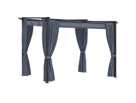 MAISON EXCLUSIVE Cenador con cortinas acero gris antracita 3x3 m