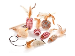 2026altiro-juego De 7 Juguetes De Plumas Para Gatos, Madera Natural, Sisal, Seguros Y Divertidos.