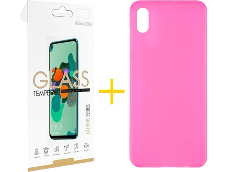 Kit Funda + Protector de Pantalla Huawei Y5 2019 SKYHE Liso 2 Rosa