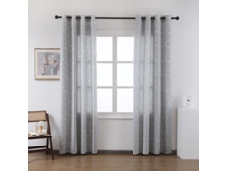 Cortina de tela gruesa con estampado tridimensional de margaritas silvestres gris claro 140 x 260 cm - Individual