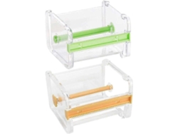 Dispensador de cinta adhesiva transparente de 10,3 x 9,1 x 7,1 cm con cortador de cinta. Ideal para la oficina, el hogar y la escuela. GOKOCO (2 unidades).