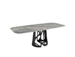 Mesa comedor ovalada barril mármol porcelánico ANGEL CERDA Ø240 x 110 x 76
