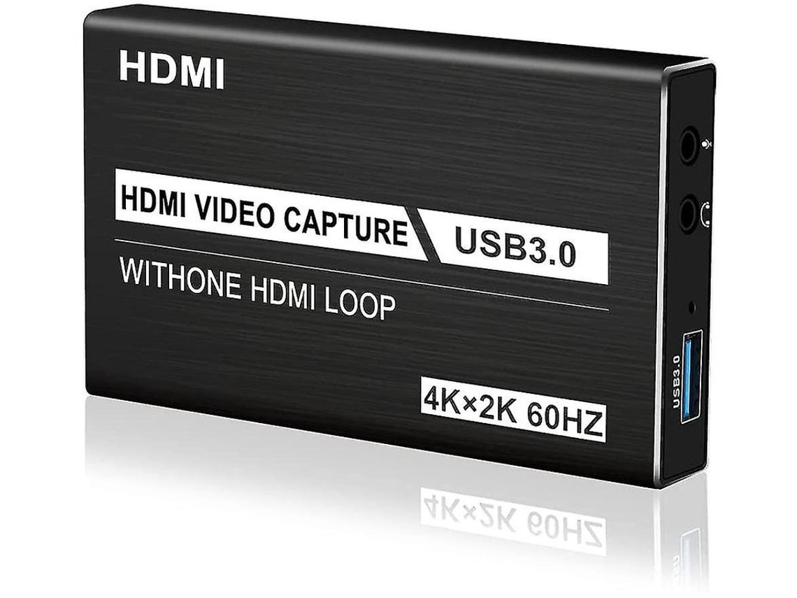Tarjeta de captura de audio y video HDMI 4K, USB 3.0, 1080p 60 fps, transmisión en vivo, compatible con Windows, Mac OS X, Linux, OBS, PS4, etc., color negro Yizhood