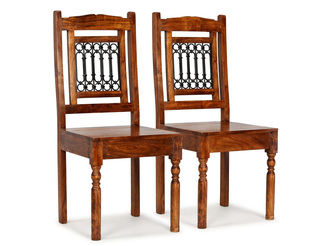 Sillas de comedor clásicas, 2 piezas, madera maciza, acabado miel, DKD HOME DECOR