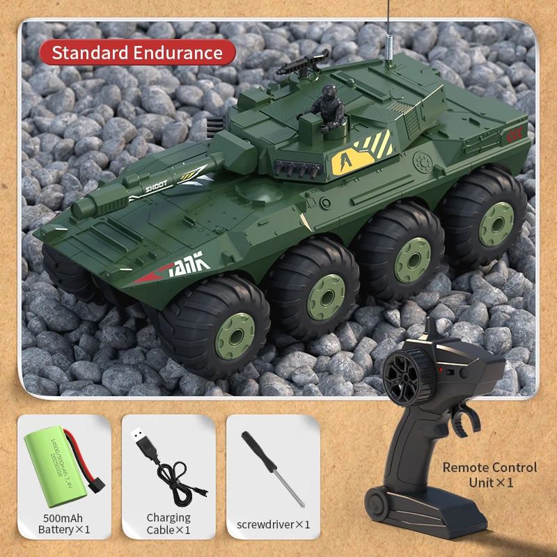 (verde) Coche Teledirigido Con Modo Acuático Y Terrestre, Tanque/vehículo Blindado Teledirigido A Escala 1/32, Modelo Inalámbrico
