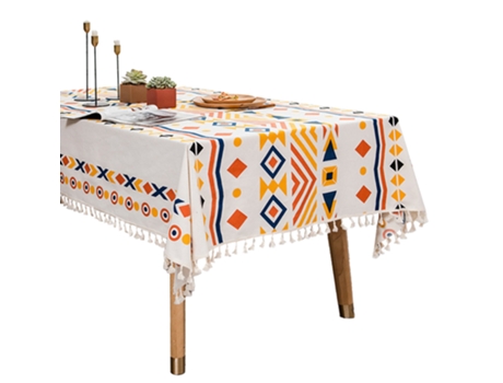 Mantel de borla rectangular de arte de tela libre de lavado para cena y alojamiento en familia, resistente al agua y al aceite style3