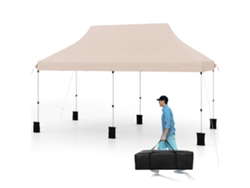 Tienda Plegable Sin Cortinas Costway Impermeable Y Con Protección Uv (3 X 6 M - Tela Oxford - Beige)
