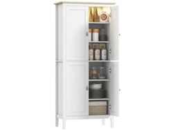 Aparador De Cocina, Mueble Alto De Almacenamiento Con Iluminación Led Regulable Y Detector De Movimiento, 80 X 40 X 176,5 Cm, Blanco.