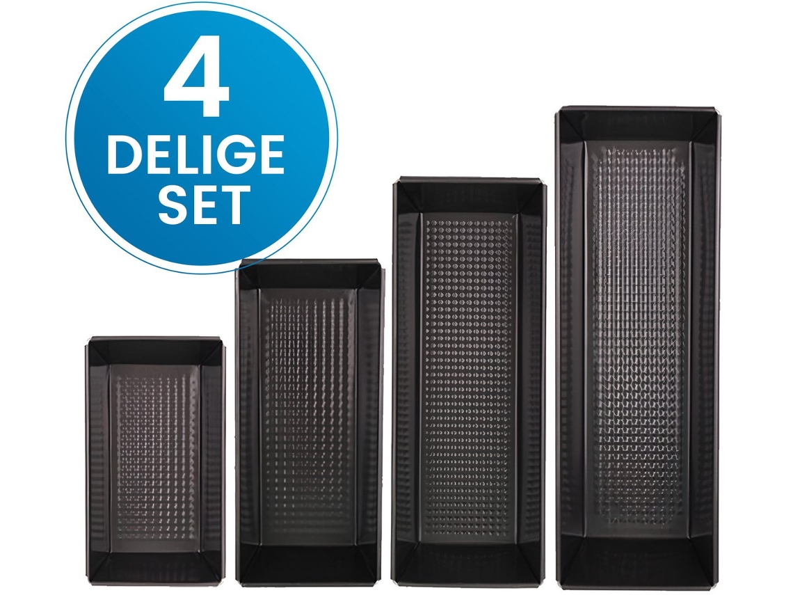 4 Moldes Antiadherentes Para Pasteles Y Panes De 21-35 Cm, Apilables, Negros.