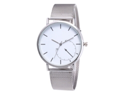 Reloj De Cuarzo Unisex Con Dial Redondo Y Correa De Malla Plateada Casual