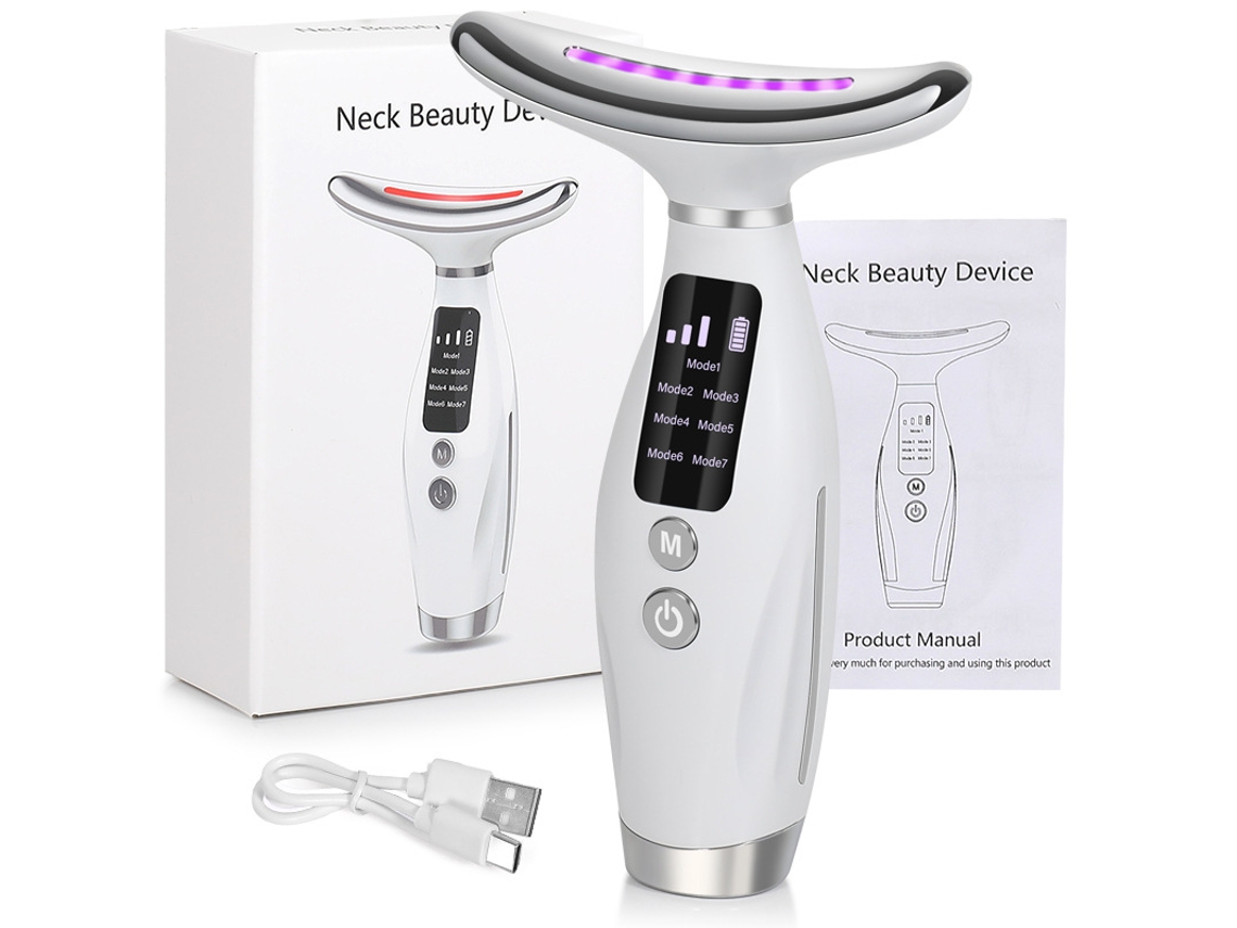 Barra De Terapia De Luz Roja Para Rostro Y Cuello, Masajeador Facial Y De Cuello Con Led De 7 Colores