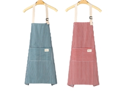 2 Unidades De Aventales De Cocina Ajustables Con 2 Bolsillos Para Hombre Y Mujer (rayas)