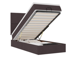 Maison Exclusive - Estructura Cama Otomana Colchón Tela Marrón Oscuro 90x190 Cm