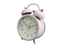 2026-reloj Despertador De Campana 3 Pulgadas Metálico Sonido Fuerte Con Luz Nocturna Para Niños Estudiantes Rosa
