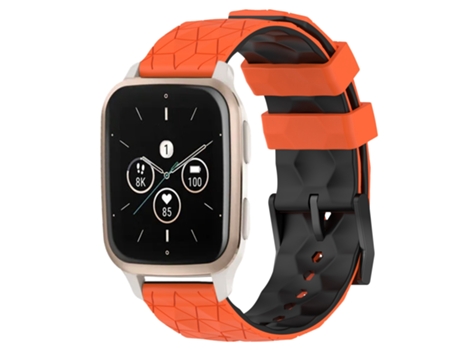Correa de reloj inteligente para Garmin Forerunner SQ2 Music 20 mm Patrón de fútbol de silicona bicolor (naranja + negro)