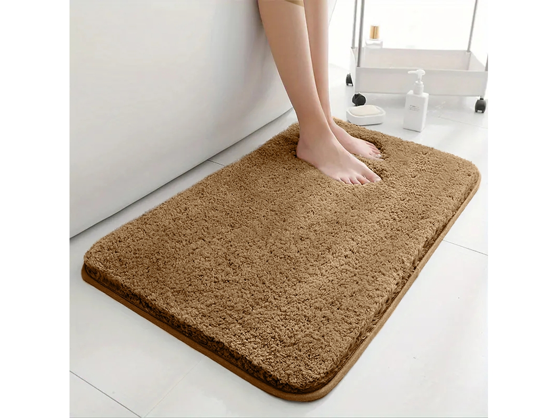 (marrón) Alfombra De Baño Súper Absorbente Y Antideslizante, Decoración Del Hogar, Alfombra De Pelo Largo
