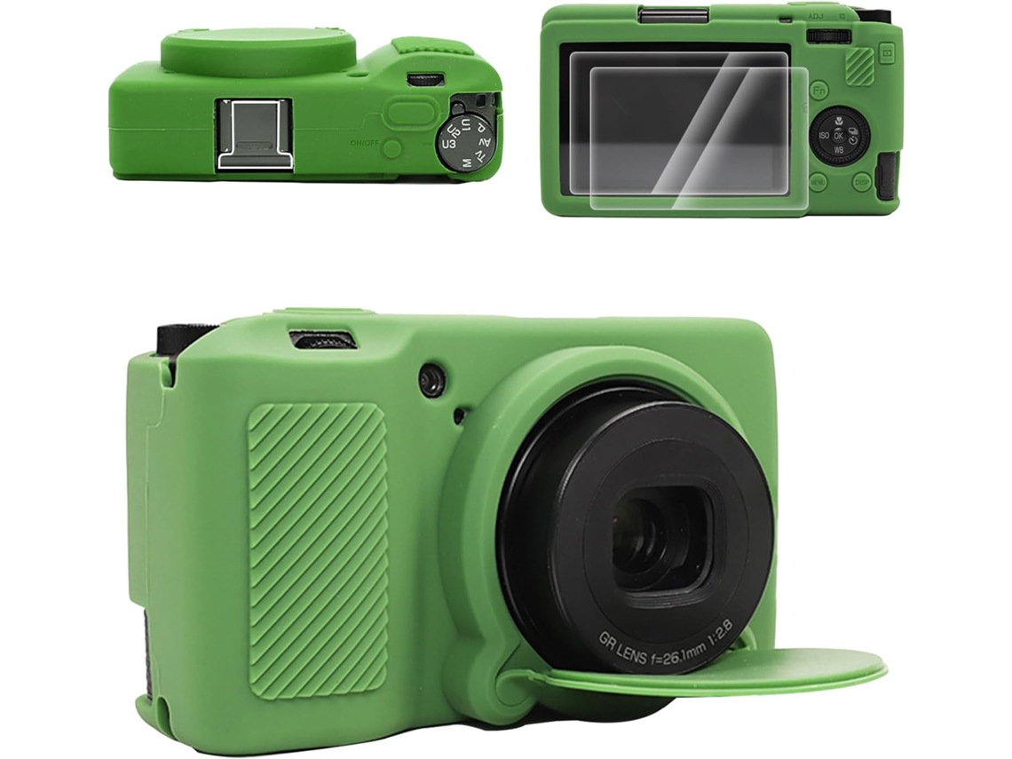 Funda Eifson Para Ricoh Griii/griiix, Con Protector De Pantalla Y Tapa De Lente Desmontable (compatible, Verde)
