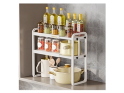 Estante de cocina de plástico blanco con dos capas y organizador extensible para estufa o fregadero