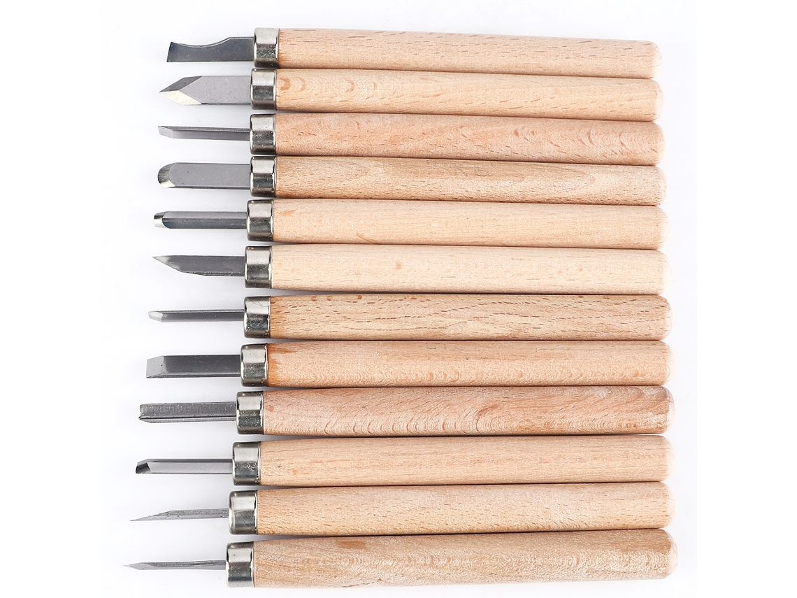 Juego de 12 herramientas de acero de alto carbono para tallar madera