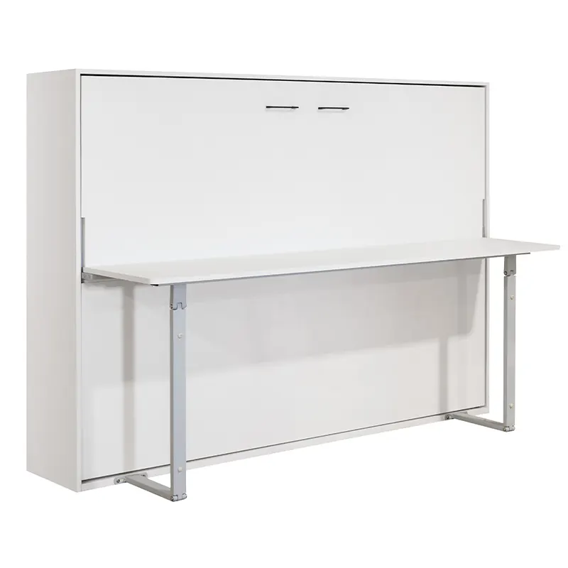 Cama Abatible Horizontal Con Escritorio 135x190 Blanco