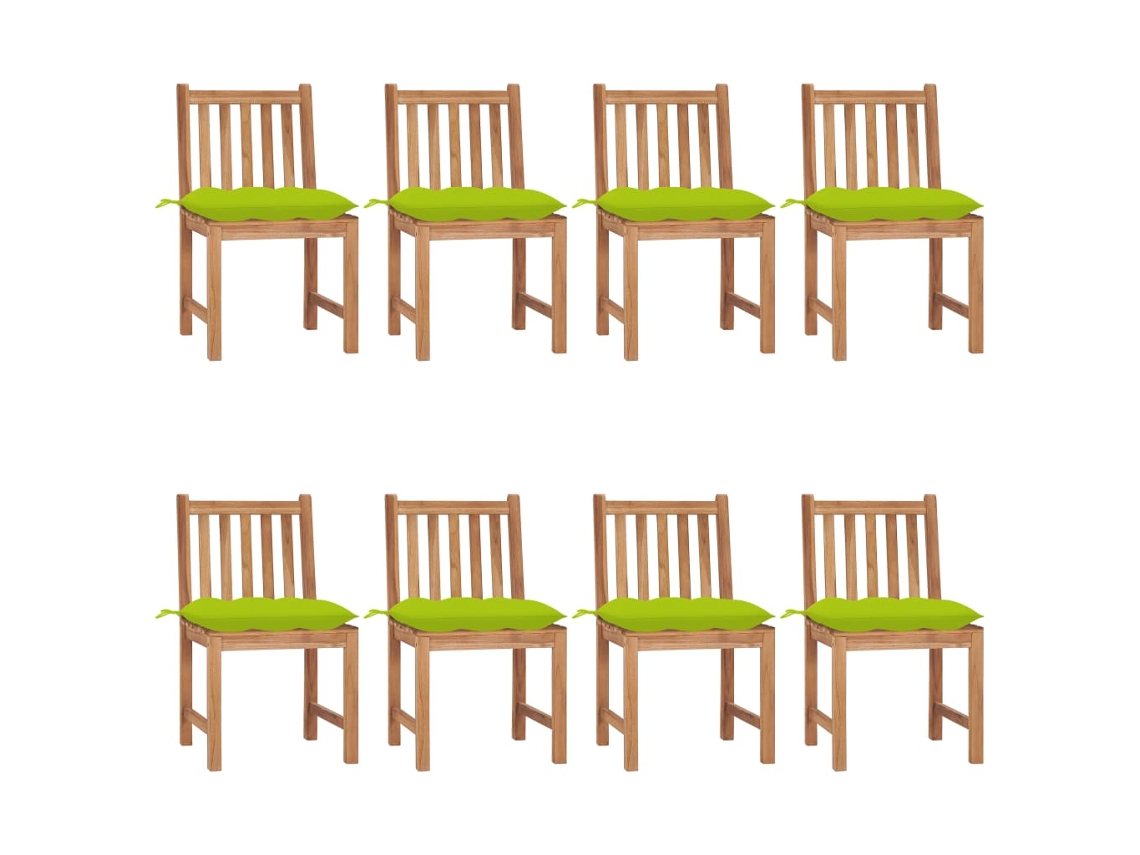 Sillas de jardín DKD Home Decor de 8 piezas con cojines, madera maciza de teca