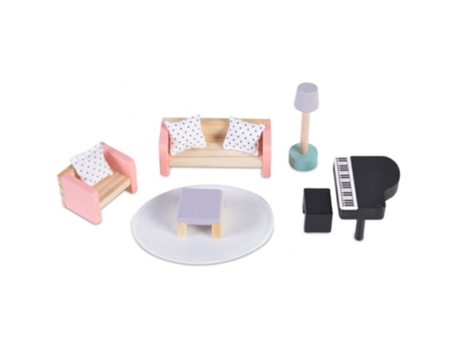 Muebles de Casa de Muñecas MONI Muebles De Madera Para Salon 9 Piezas (Edad Mínima Recomendada: 36 meses)