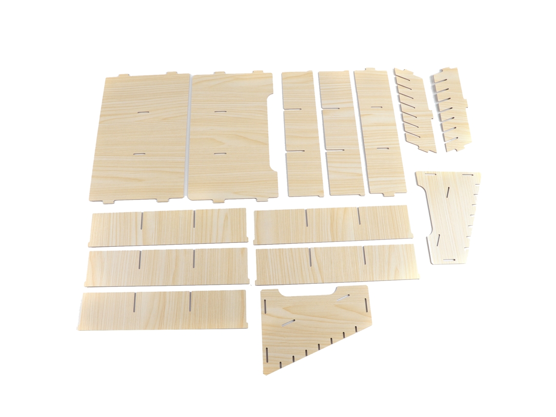 Caja de almacenamiento de madera para teléfono móvil 2026 con múltiples compartimentos para la gestión y organización del escritorio.
